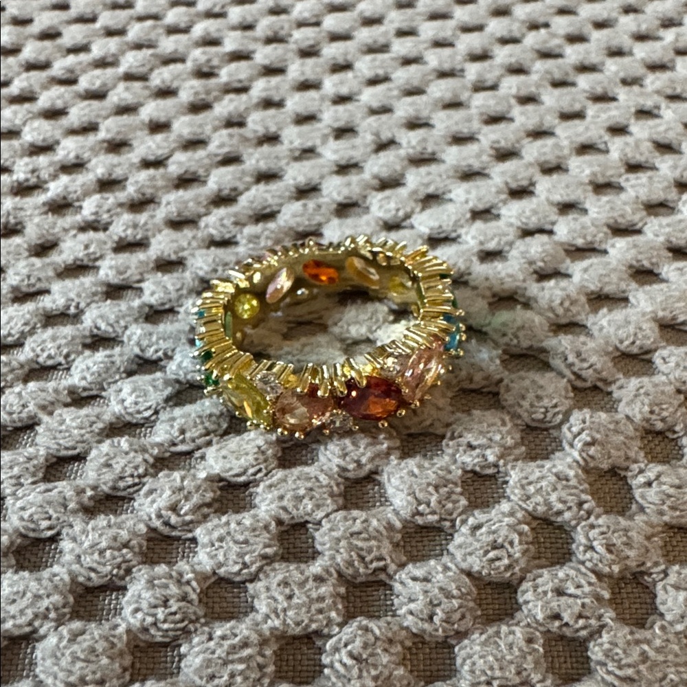 Gold Multicolor Gemstone Ring - image 2